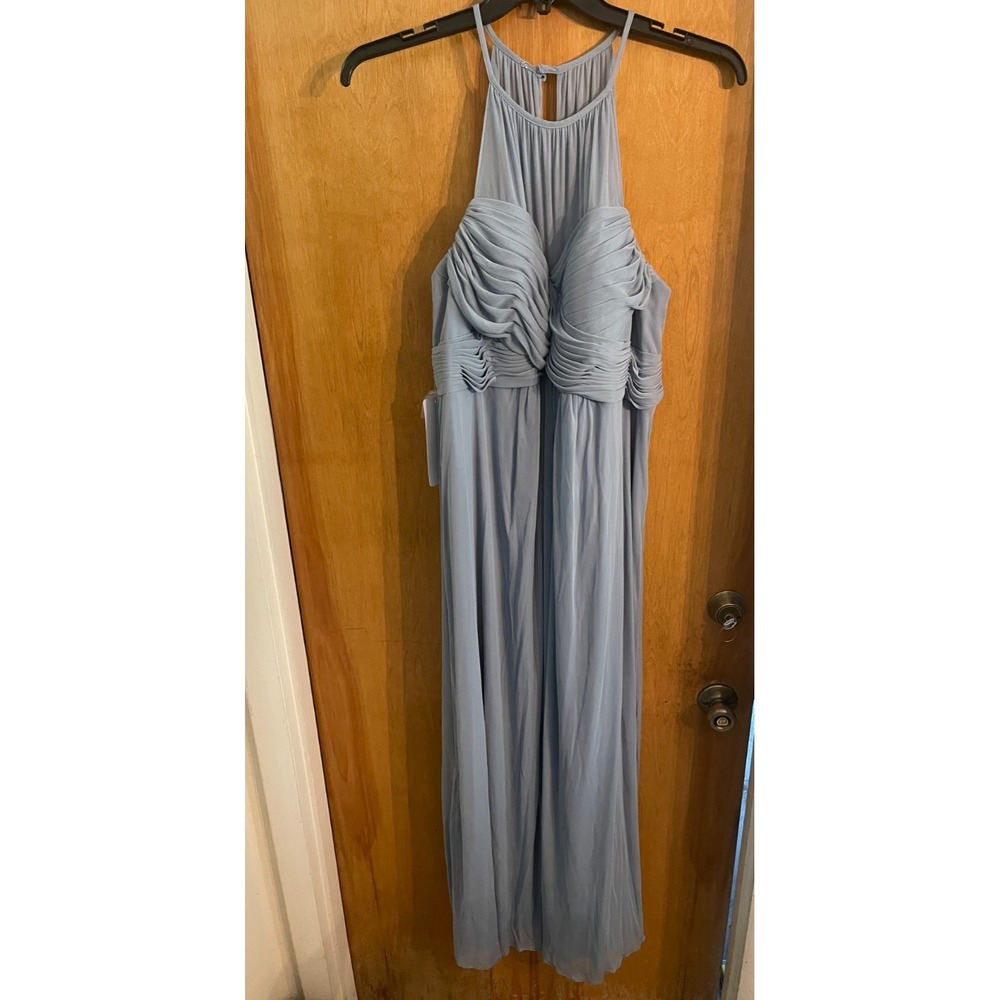 NWT Azazie Darien Formal Bridesmaid Dress Bust 42 Waist 44 Hips 46 Dusty Blue